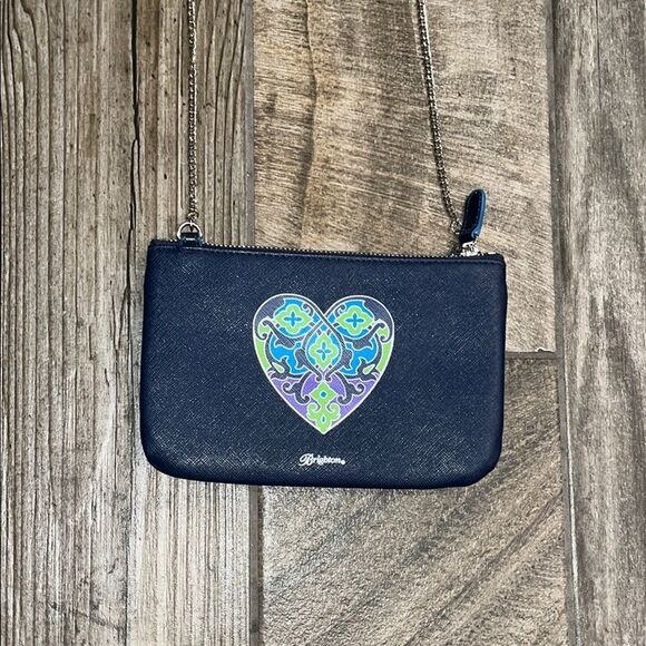 Brighton Blue Heart Design crossbody w/ silver chain handle - Picture 9 of 10